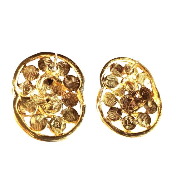 VTG Signed Gold Tone Intertwining Circle Stud Post Earrings. - Picture 3 of 4